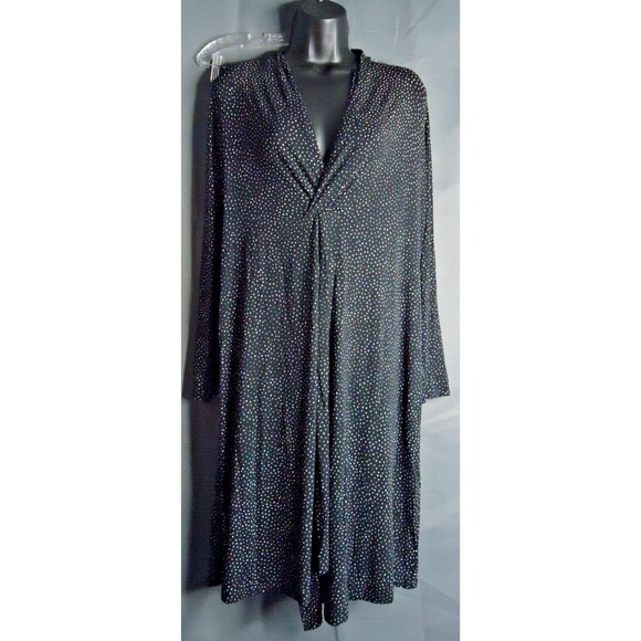 J Jill Wearever Collection Faux Wrap Dress Womens Small Black/White Polka Dot - Picture 2 of 13